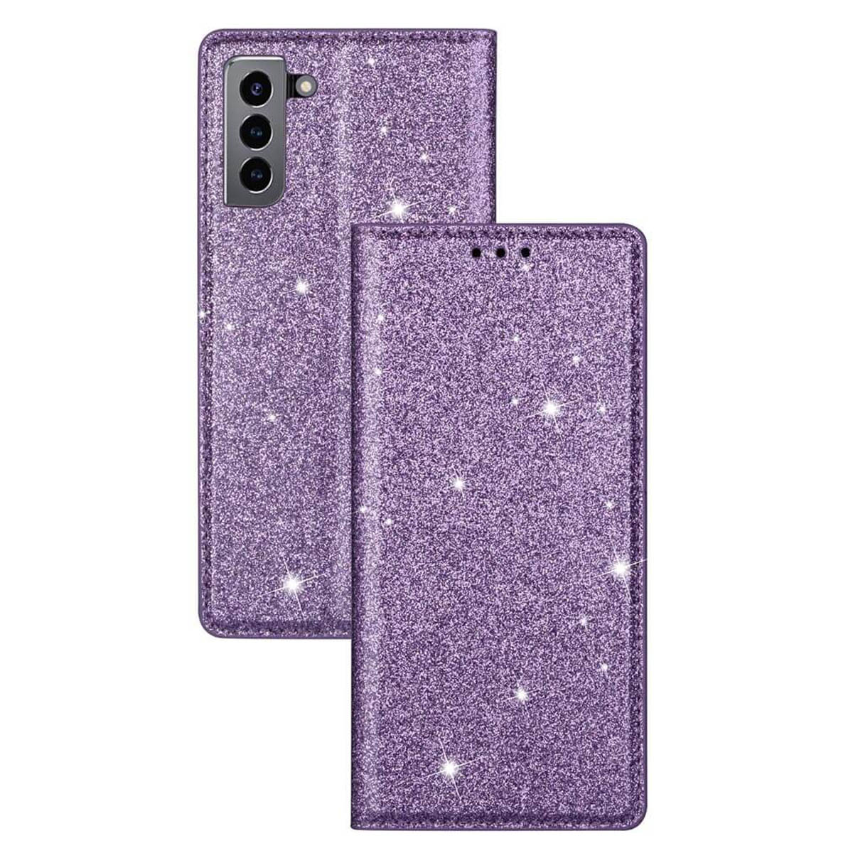 S22 Galaxy Violett Plus, Samsung, CASEONLINE Bookcover, Glitter,
