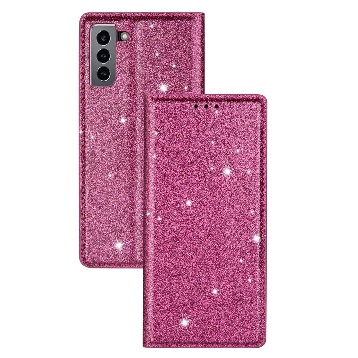 S22, Pink CASEONLINE Bookcover, Galaxy Samsung, Glitter,