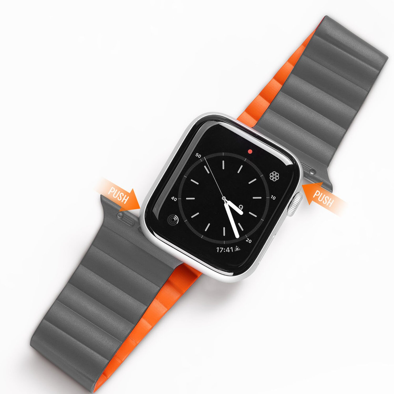 / Smartband, DUCIS 41 Watch 7/6/5/4/3/2 SE, Apple, 38 DUX / 40 mm, Grau Orange x Magnetband x