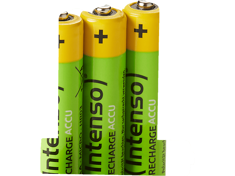 INTENSO Energy Eco Batterie, HR03 Mignon, 850 mAh Batterie HR03, Pack Accu AAA, 850 4er NiMH Wiederaufladbare (Nickel-Metallhydrid) mAh AAA