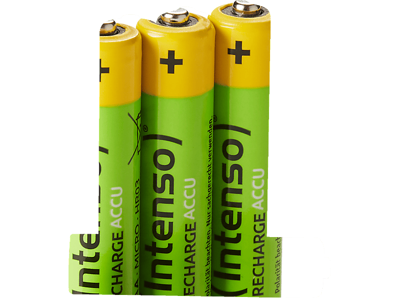 Wiederaufladbare Energy Pack 850 mAh NiMH INTENSO Eco 4er AAA, Accu Batterie, HR03, AAA HR03 Mignon, (Nickel-Metallhydrid) mAh 850 Batterie