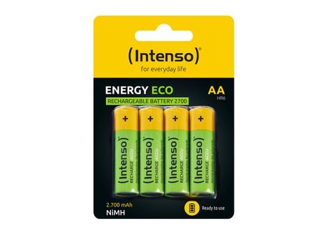 INTENSO Energy Eco Accu 2700 Batterie, HR6, Wiederaufladbare 4er Batterie AA, (Nickel-Metallhydrid) AA | HR6 Pack mAh Mignon, 2700 NiMH mAh MediaMarkt