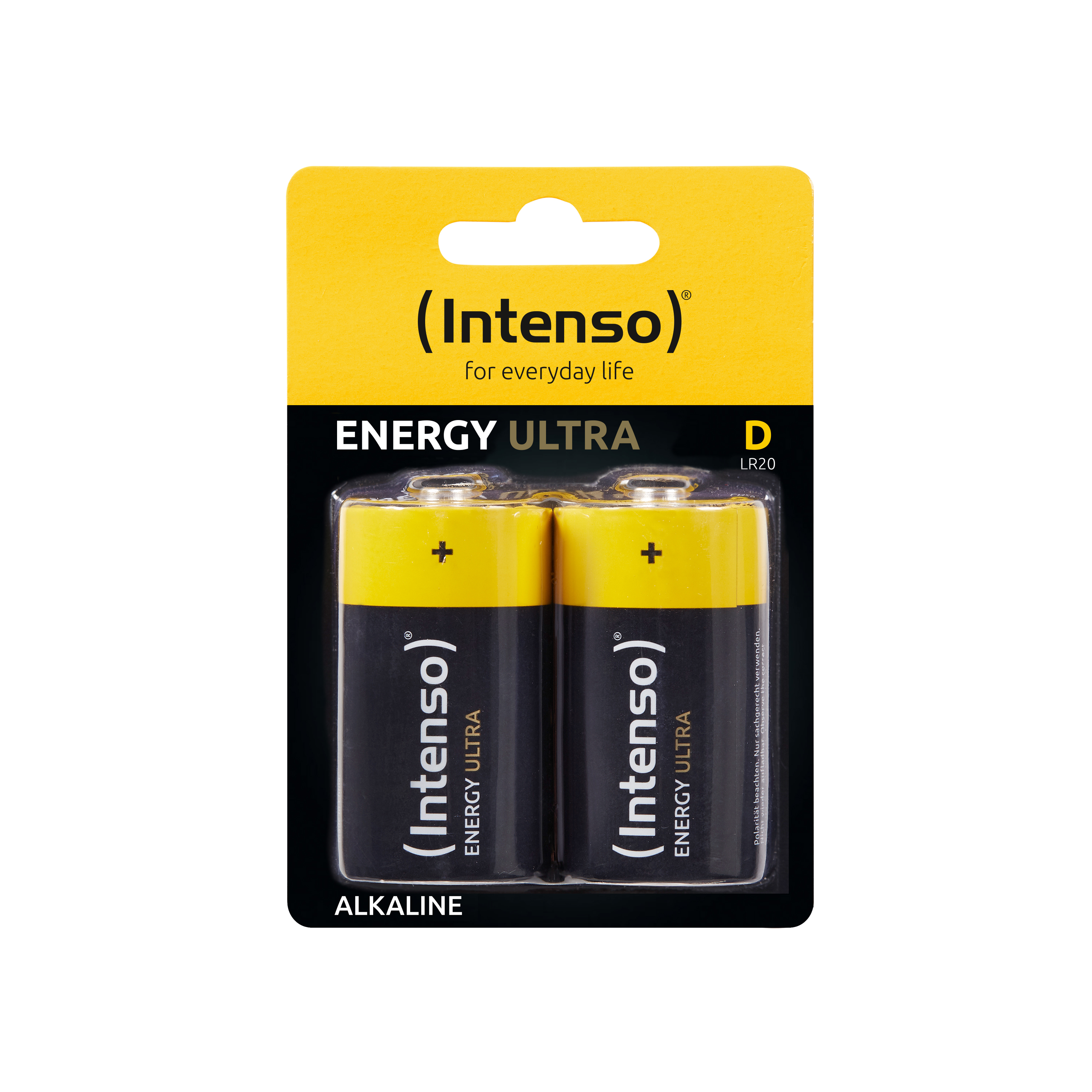 D Ultra Alkaline Batterie Energy 2er (Quecksilberfrei), Manganese Mono LR20 D, Pack LR20, INTENSO
