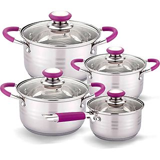 Batería de cocina - GRIDINLUX Elitechef Hannover 8 Piezas, 5 l, Acero Inoxidable, Metal