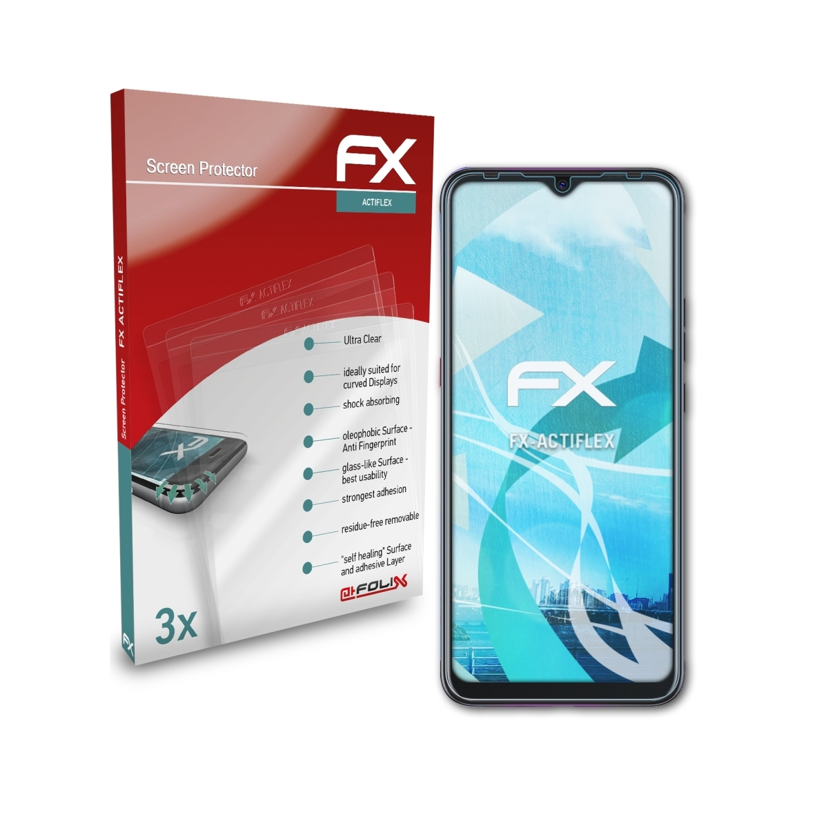 ATFOLIX 3x Displayschutz(für Tecno 4) Pouvoir FX-ActiFleX