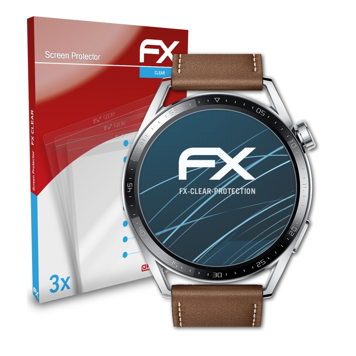 ATFOLIX 3x FX-Clear Displayschutz(für (46mm)) GT Huawei Watch 3