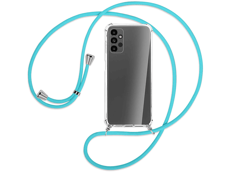 Kordel, Backcover, MORE Türkis Umhänge-Hülle Silber MTB / A13 Galaxy Samsung, mit ENERGY 4G,