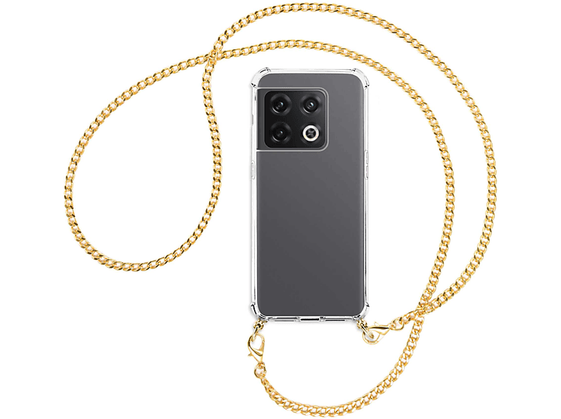 MTB MORE ENERGY Umhänge-Hülle mit OnePlus, 10 5G, Kette Pro Metallkette, Backcover, (gold)
