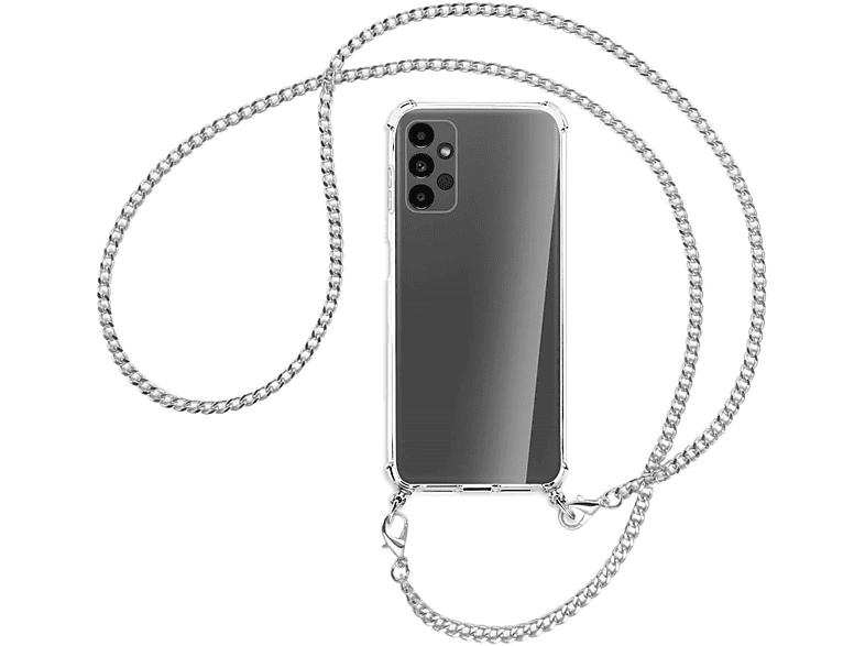 4G, Samsung, Backcover, (silber) mit ENERGY Galaxy MORE Kette Umhänge-Hülle A13 Metallkette, MTB