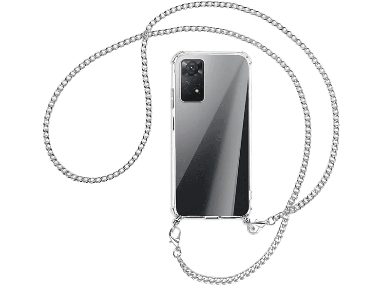11 Backcover, Kette Pro Note (silber) MORE Redmi 5G, Umhänge-Hülle mit Metallkette, ENERGY 4G, Xiaomi, MTB