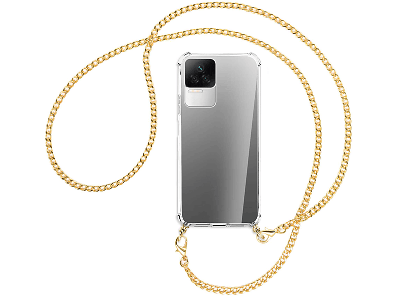 MTB MORE ENERGY Umhänge-Hülle mit Redmi Xiaomi, (gold) Backcover, Kette K50, Metallkette