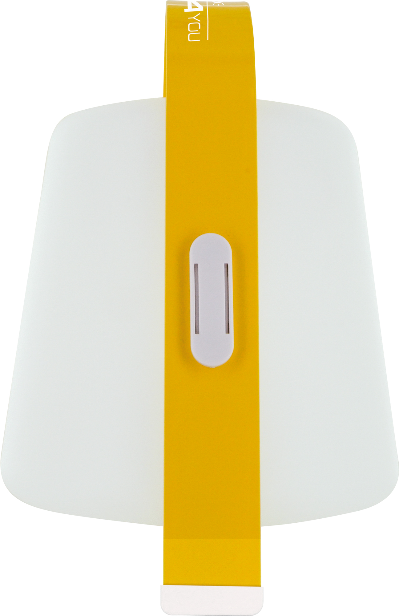 Weiße Lampe mit gelbem Riemen, modernes Design für Beleuchtung.