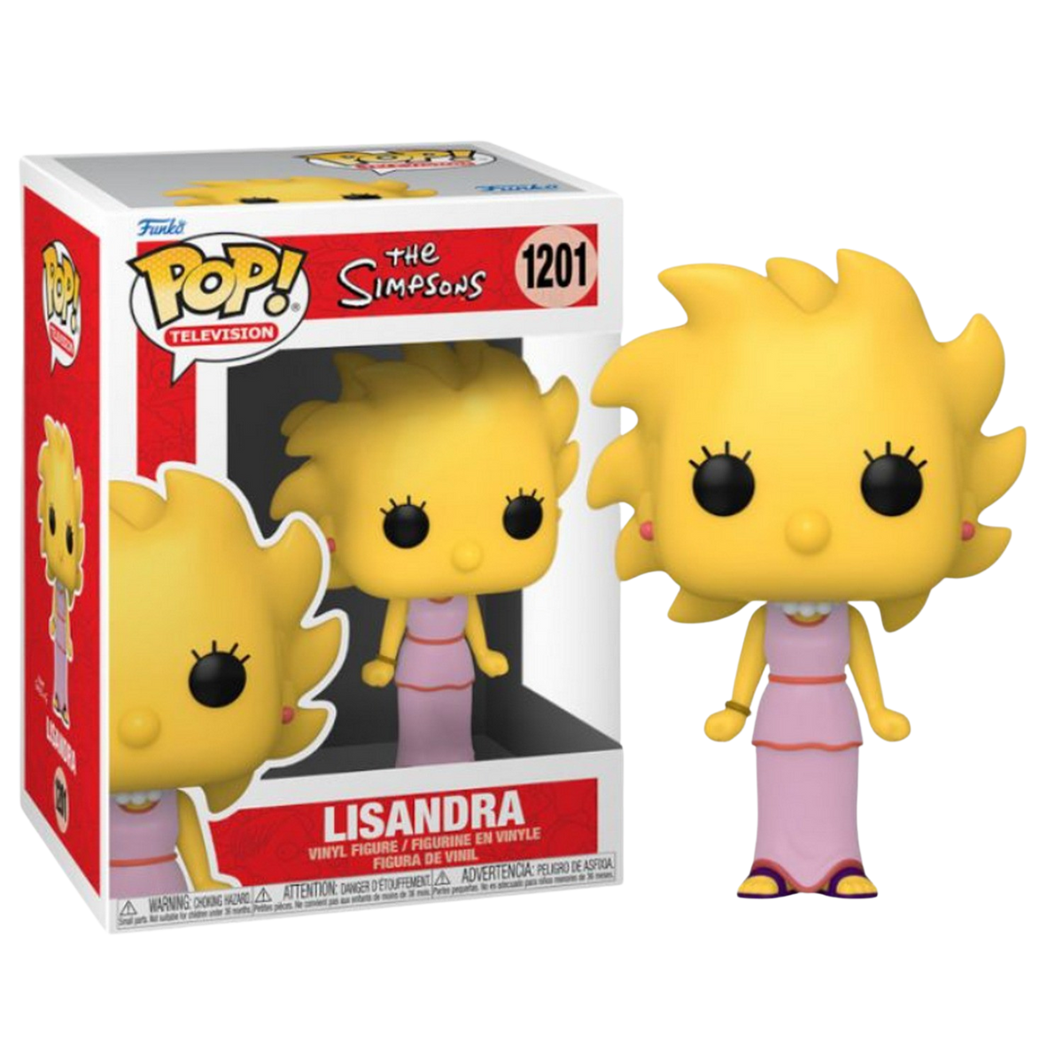 Statuetta di Lisa Simpson con scatola. Sfondo: nero.