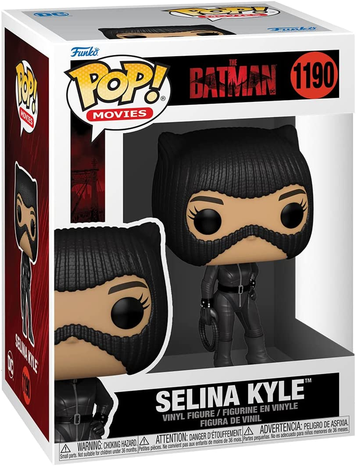 Funko Pop di Catwoman dal film The Batman. Indossa un costume e una maschera neri.