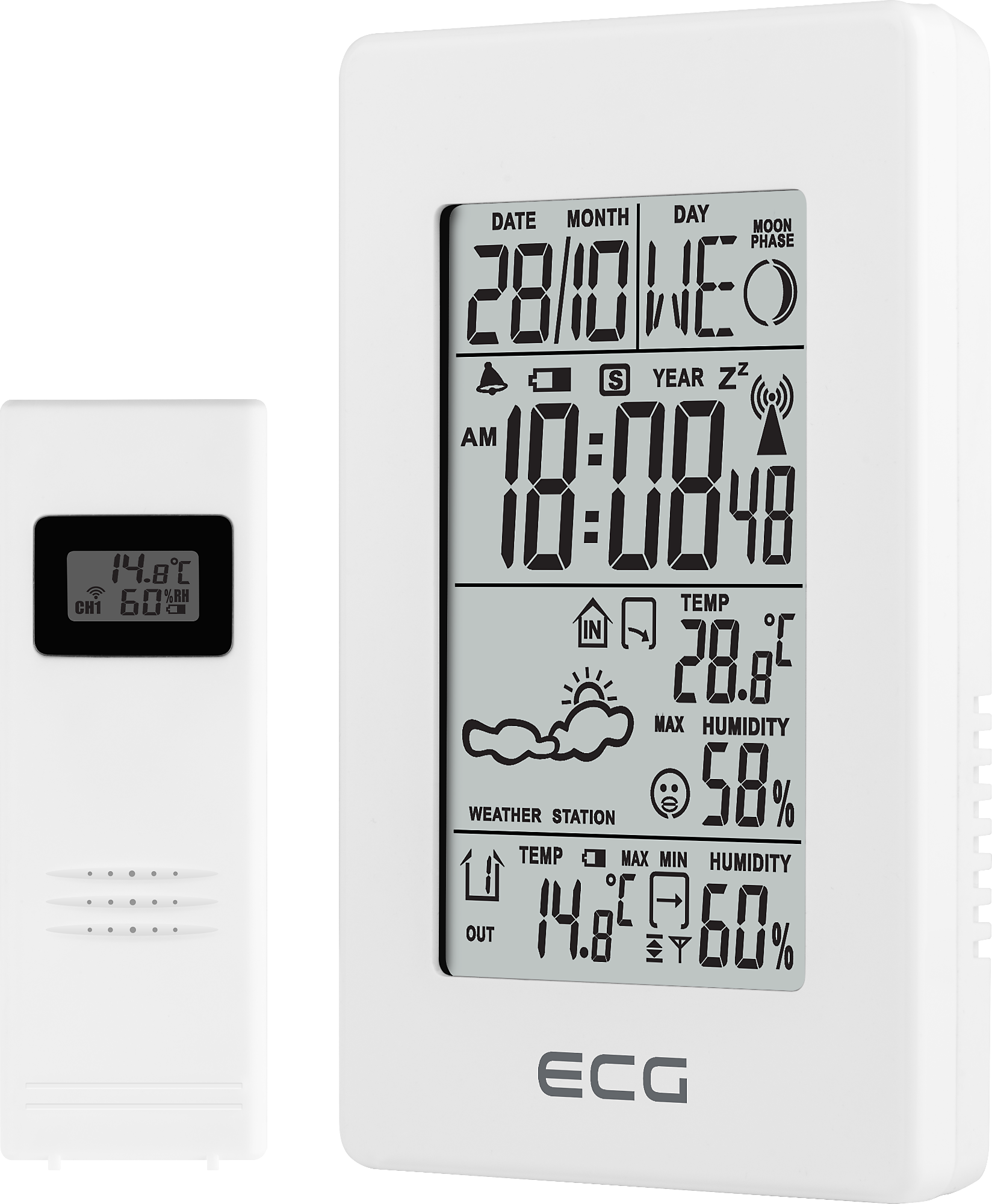 ECG MS Innen- | und Außentemperatur/Feuchtigkeit 100 | | Wetterstation White Wetterstation