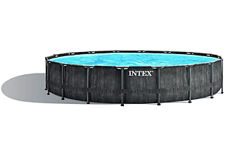INTEX Greywood Prism Frame Pool + aufblasbare Schwimmtiere Swimmingpool, mehrfarbig