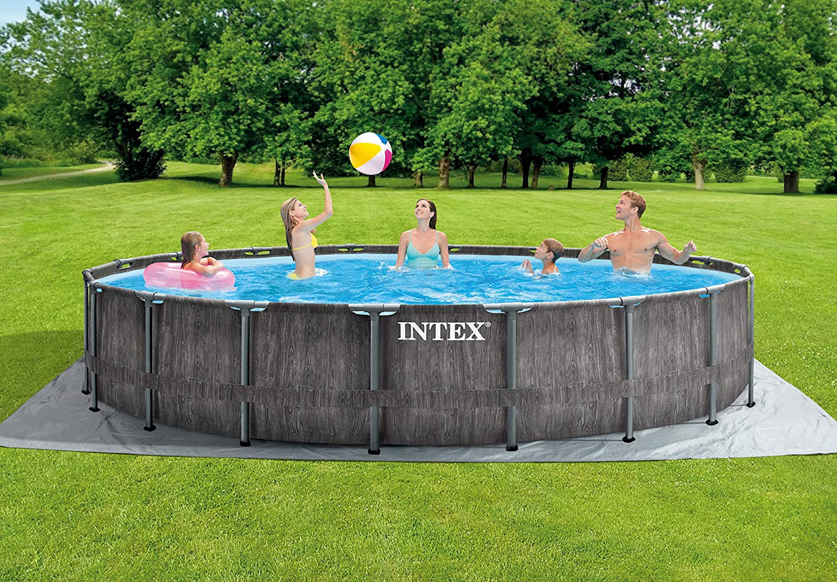 INTEX Greywood umfangreiches Pool, + Zubehör braun Frame Pool Prism