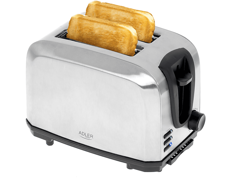 ADLER Toaster 2 Scheiben – 750 W, 6 Bräunungsstufen, Mit Brötchenaufsatz