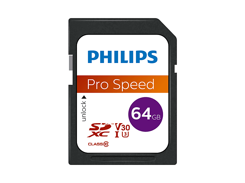 PHILIPS SDXC Class 10/ UHS-I U3/ 4K, SDXC Speicherkarte, 64 GB, 100 Mbit/s