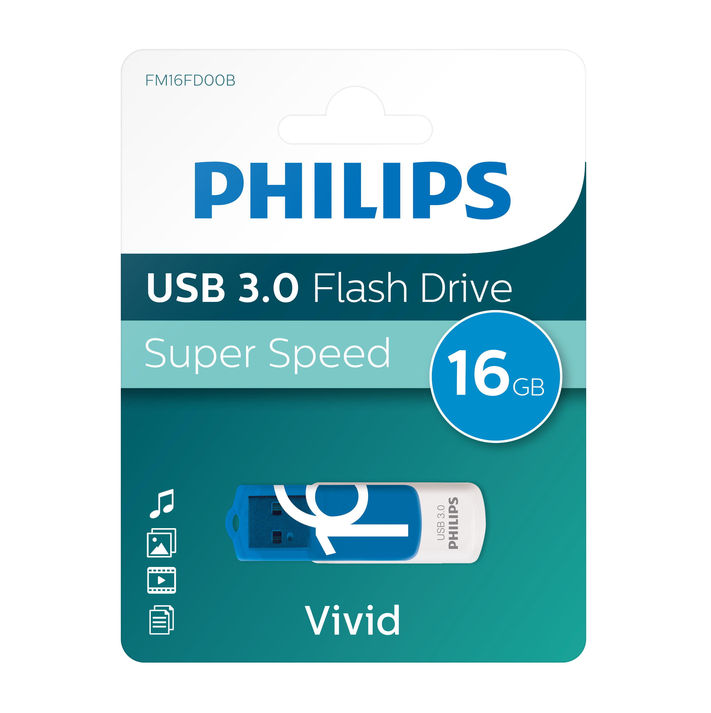 PHILIPS Vivid Edition Ocean Blue®, (Weiß, GB) MB/s 16 USB-Stick 100