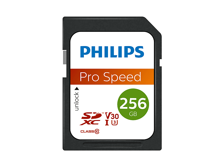 PHILIPS SDXC Class 10, UHS-I U3, 4K, SDXC Speicherkarte, 256 GB, 100 Mbit/s