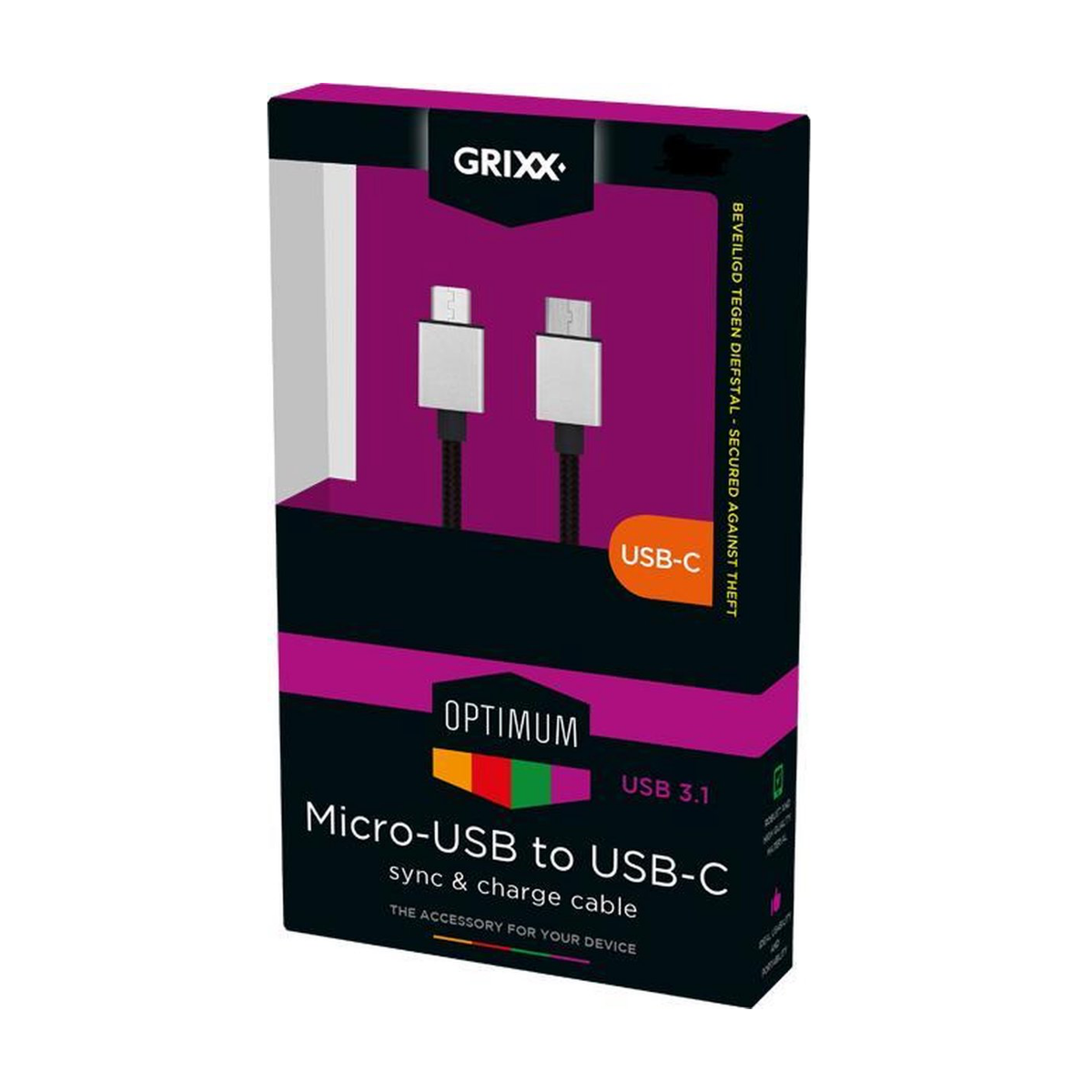 PHILIPS Optimum Grixx 3 USB-C, - m Schwarz Micro-USB Kabel