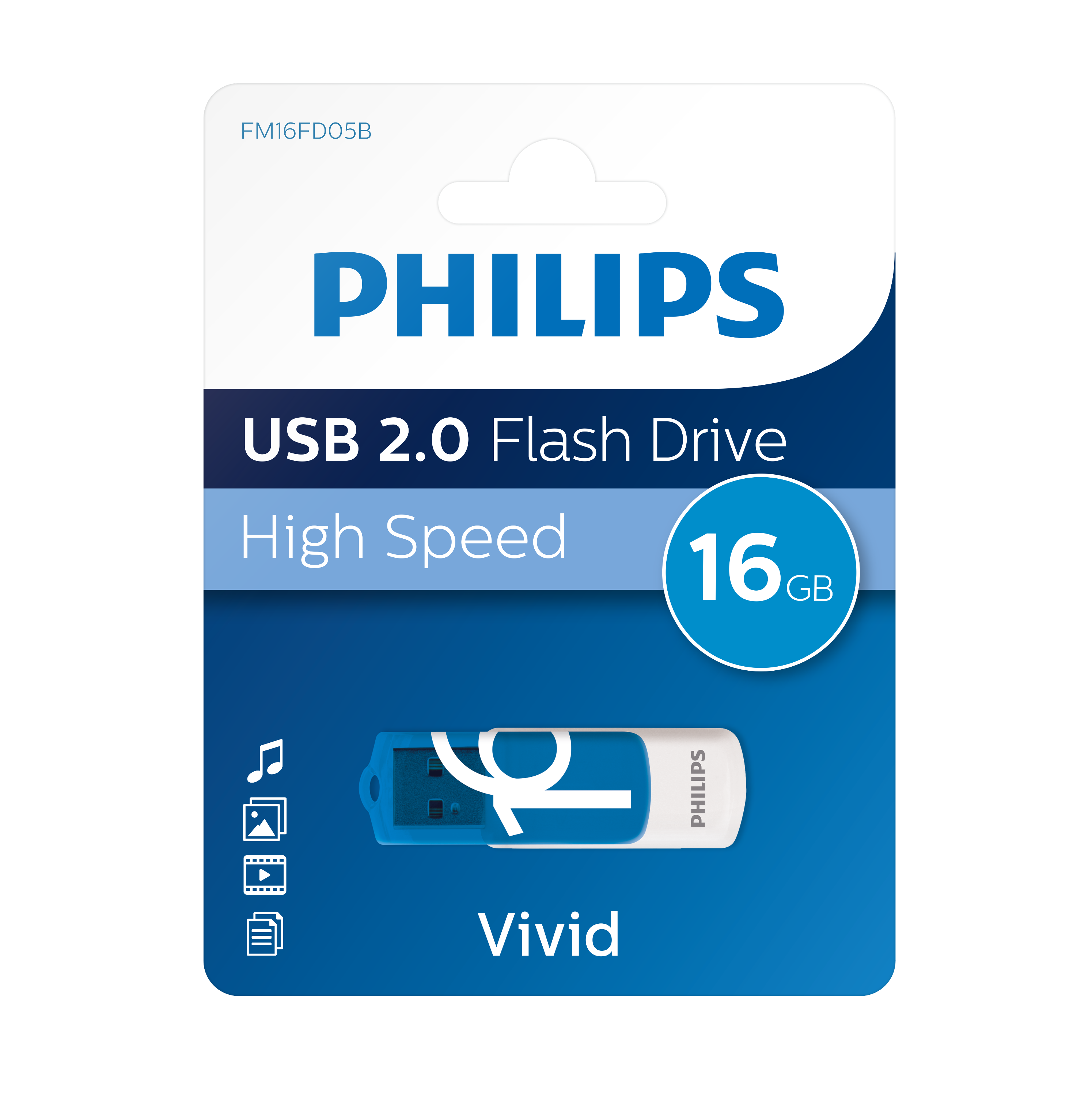 Vivid Blue®, MB/s USB-Stick 16 GB) PHILIPS 21 (Weiß, Ocean Edition