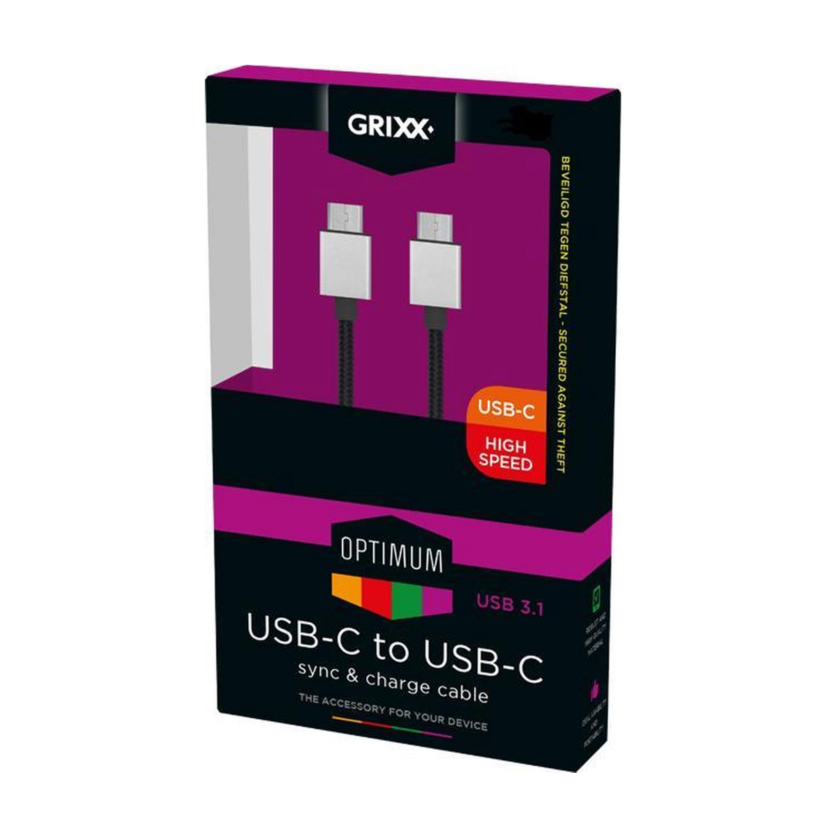 PHILIPS Optimum Grixx USB-C - USB-C, Schwarz 3 Kabel m