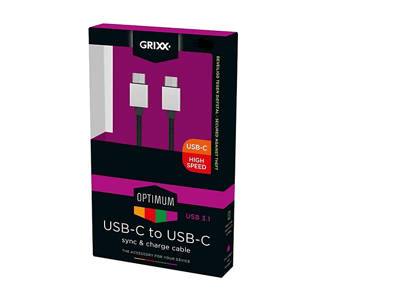 PHILIPS Optimum Grixx USB-C - USB-C, Schwarz 3 Kabel m