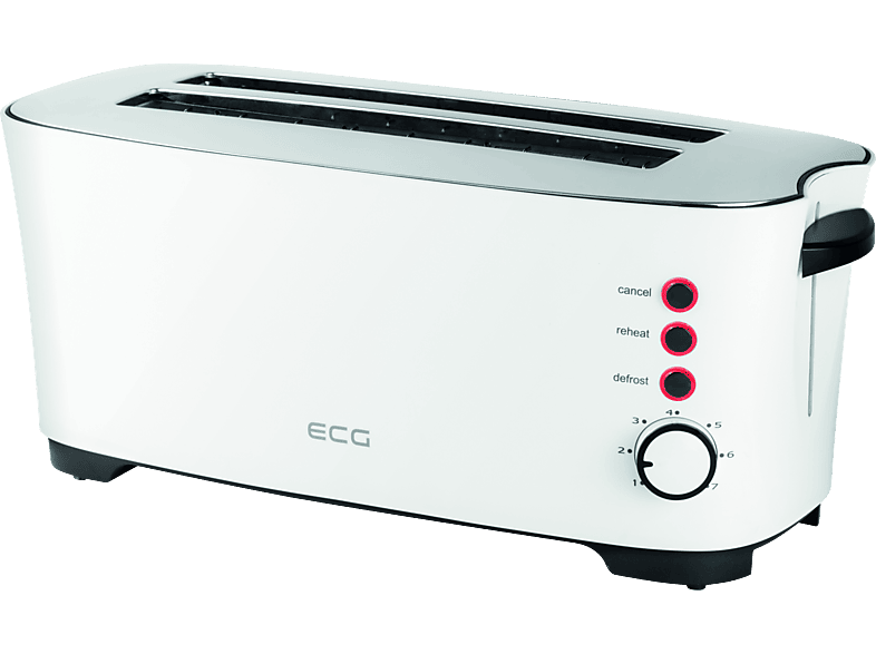 ECG ST 13730 | Toaster | 4 Toastscheiben | Auftaufunktion | Aufwärmfunktion | 1350 W | Toaster weiss (1350 Watt, Schlitze: 2)