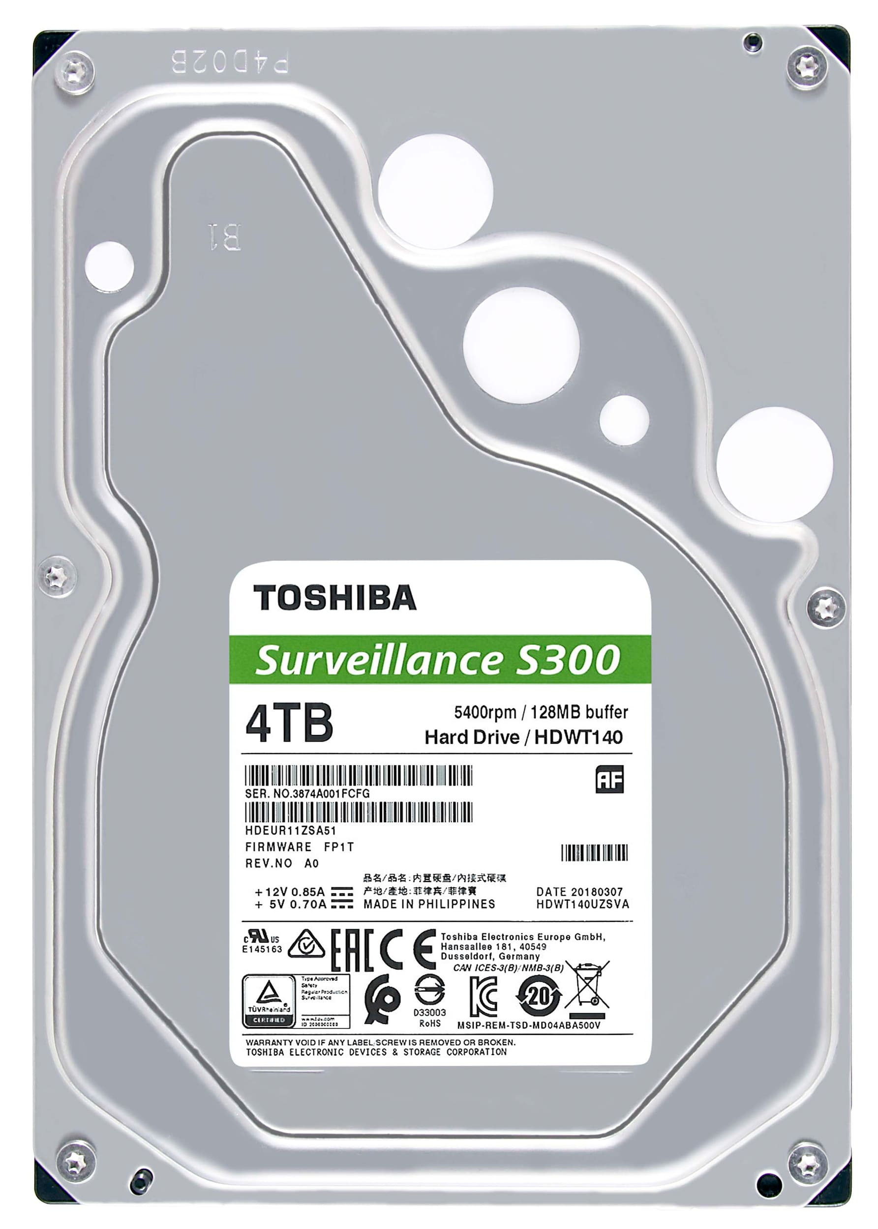 TOSHIBA S300 Surveillance, 4000 GB, Zoll, intern 3,5 HDD