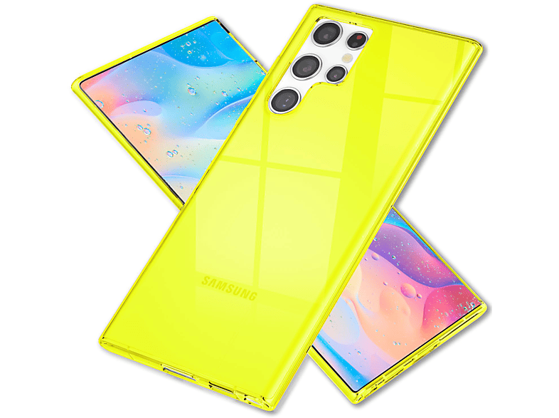 NALIA Klar Transparente Hülle, Ultra, Galaxy S22 Neon Backcover, Gelb Silikon Samsung