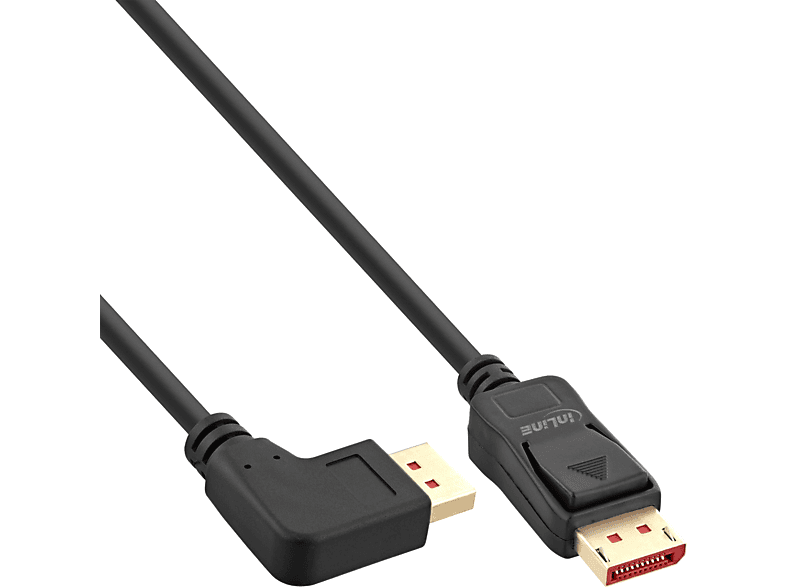 INLINE InLine® DisplayPort gewinkelt, 1.4 Kabel, links schwarz Displayport, schwarz/gold, 8K4K