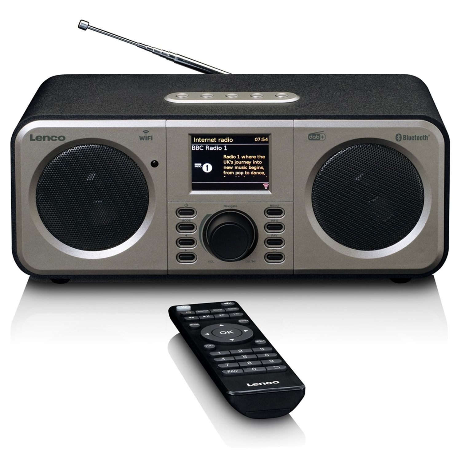 LENCO DIR-141 Multifunktionsradio, DAB, FM, Bluetooth, schwarz AM, FM, DAB+, Internet Radio, DAB