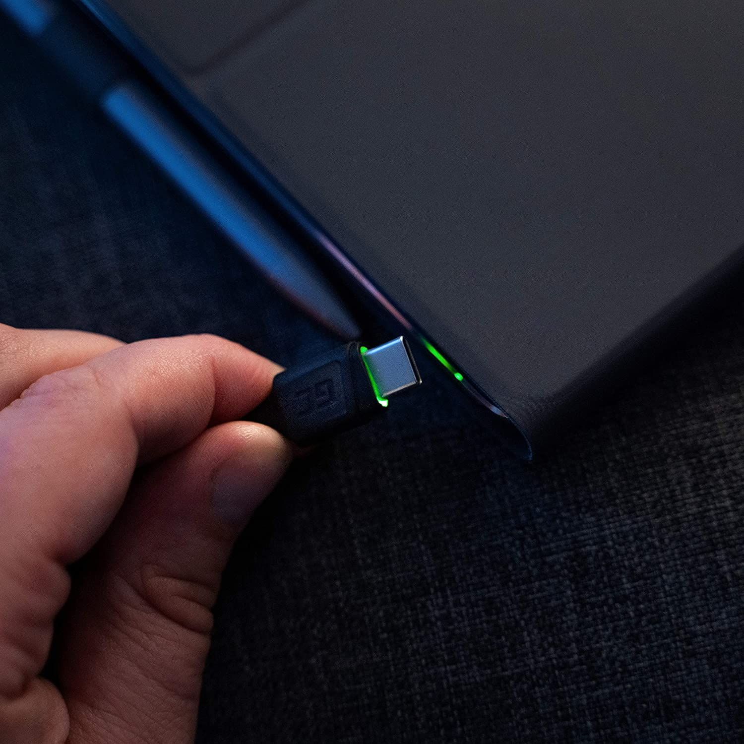 GREEN CELL USB-A USB-C (PC), und - Kabel Kabel Zubehör schwarz Grüne LED Adapter