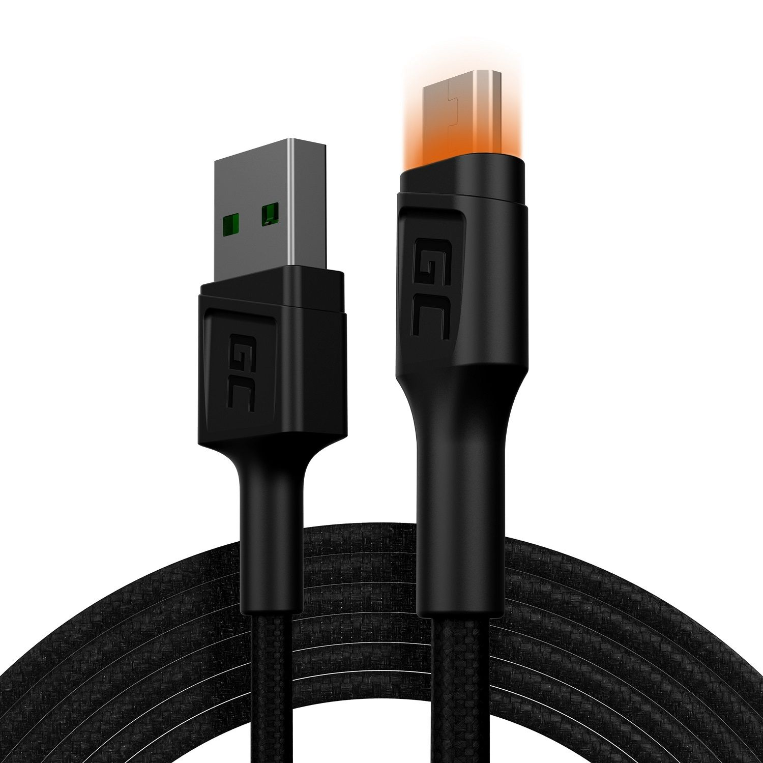 GREEN CELL USB-A schwarz - und microUSB-Kabel (PC), Kabel Zubehör 2 m Adapter