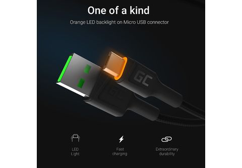 GREEN CELL USB-A - microUSB-Kabel 2 m Zubehör Kabel und Adapter (PC),  schwarz