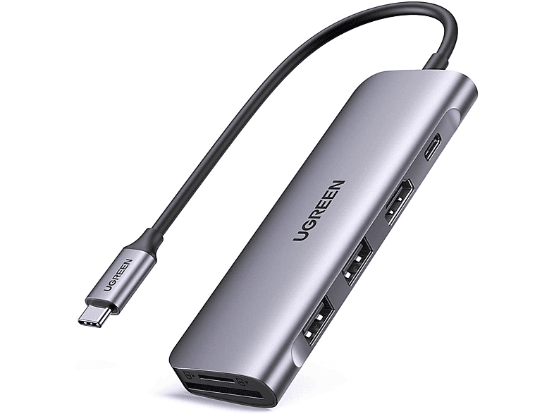 UGREEN USB C Hub 6 in 1 Typ C auf HDMI 4K, USB Hub, Silber