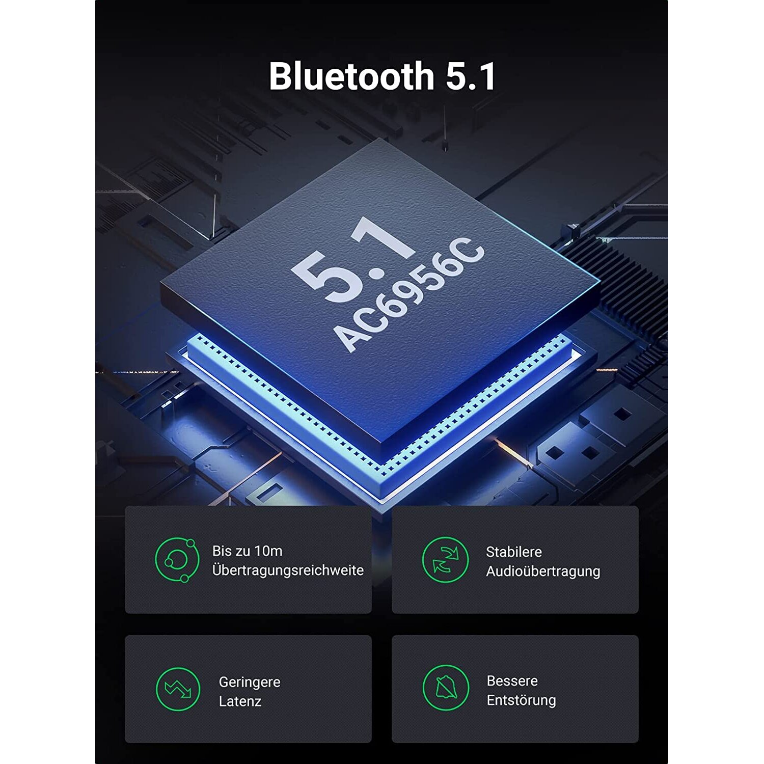 UGREEN 2 in 1 Bluetooth Schwarz Bluetooth TV Empfänger Adapter Bluetooth Sender und