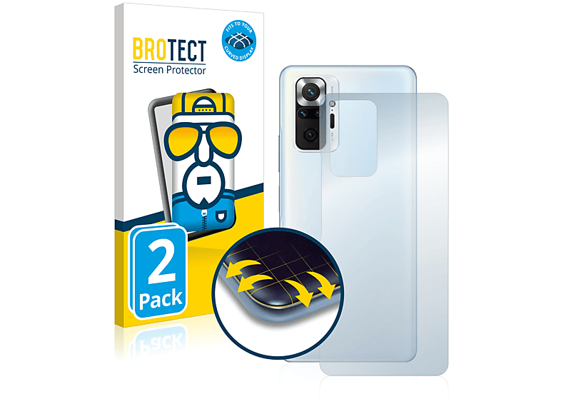 BROTECT 2x Flex Full-Cover 3D Schutzfolie(für Xiaomi Redmi Note Curved 10S)