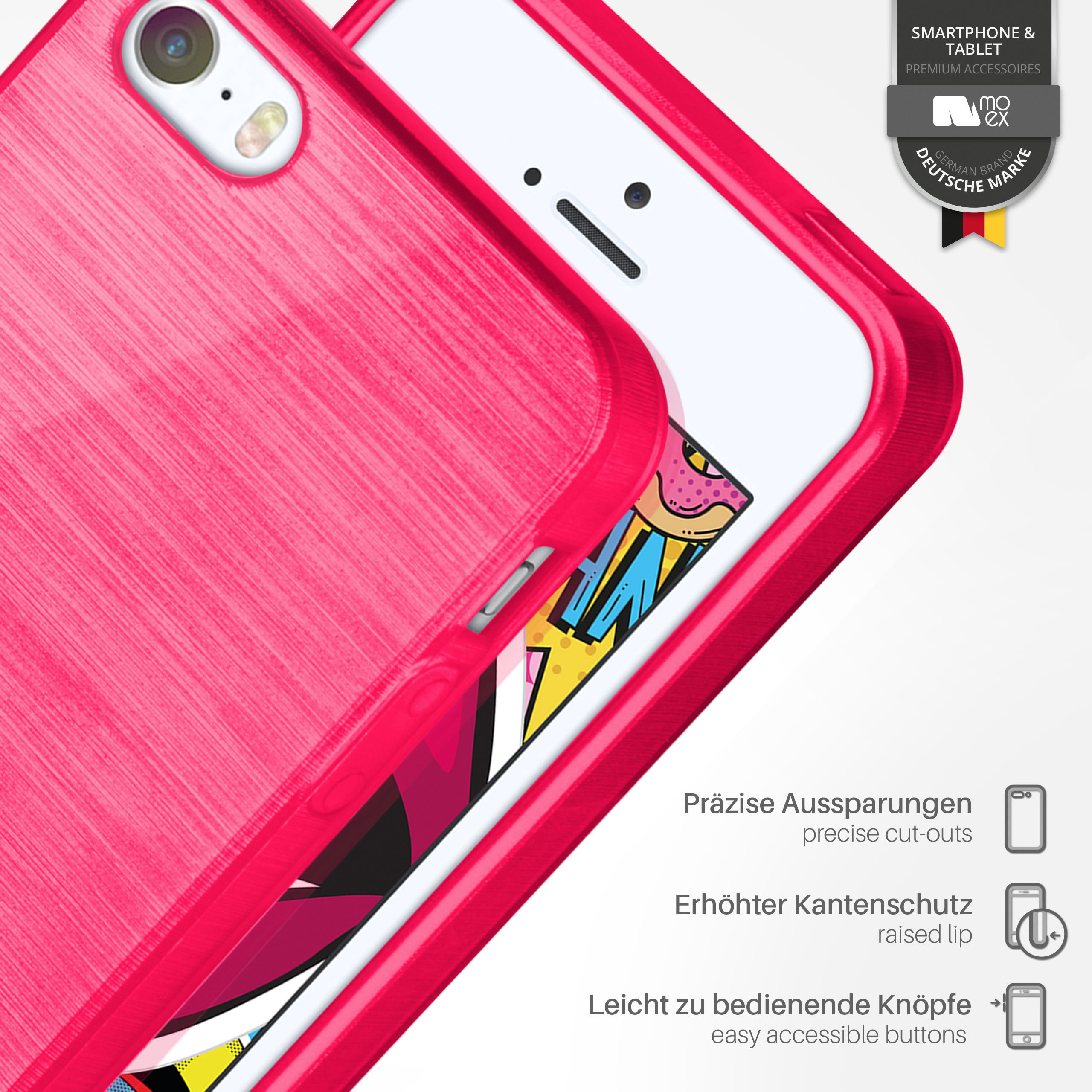 5 Backcover, Magenta-Pink 5s SE (2016), Apple, MOEX Case, / iPhone Brushed /
