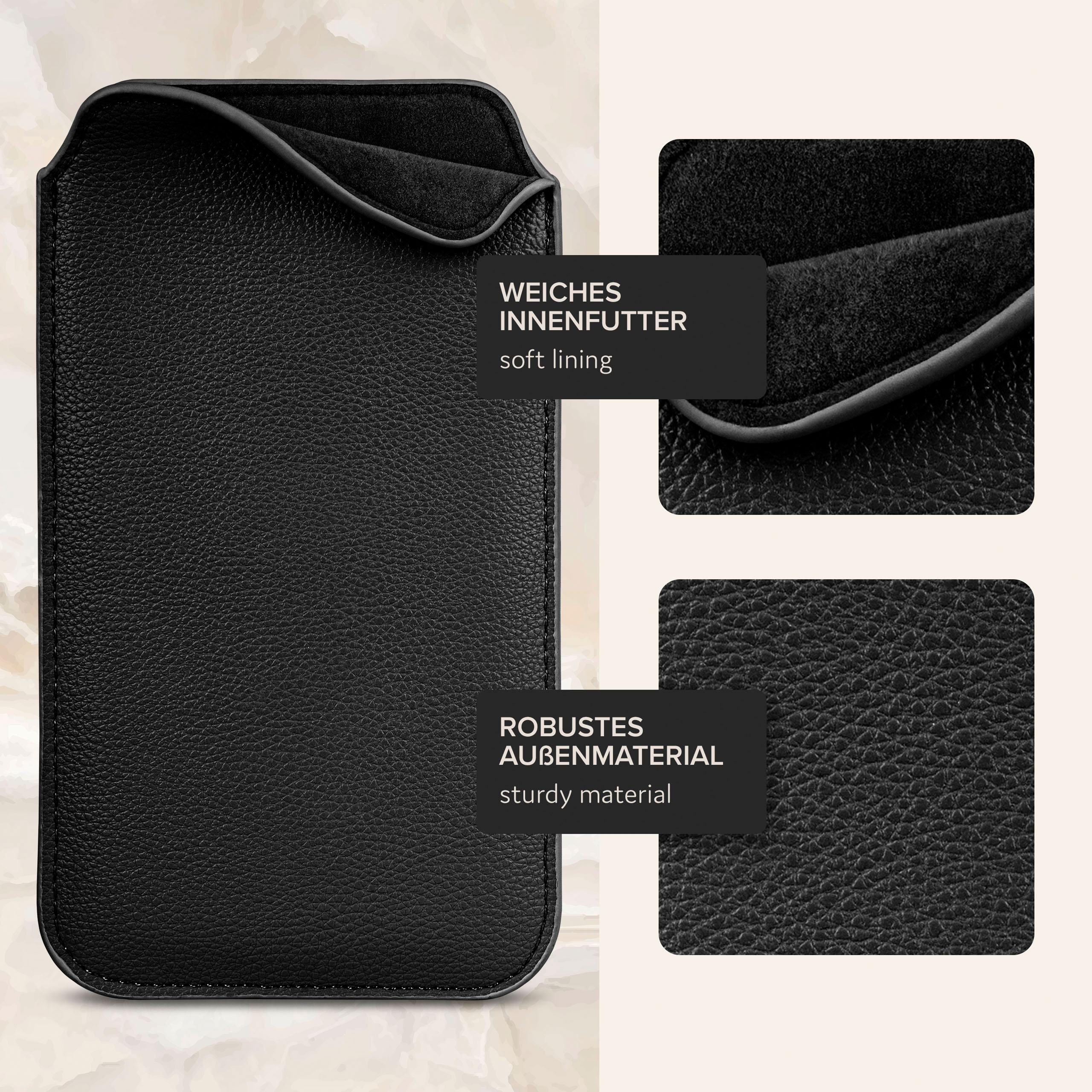 Einsteckhülle Schwarz Zuglasche, mit Full KEYone, Cover, ONEFLOW BlackBerry,