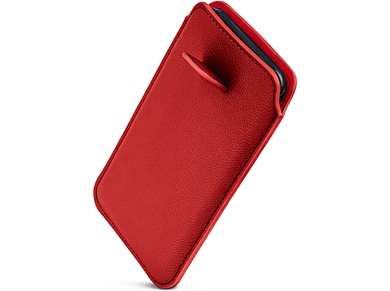 ONEFLOW Einsteckhülle mit Zuglasche, Full Cover, Motorola, Plus, Dunkelrot Moto G7