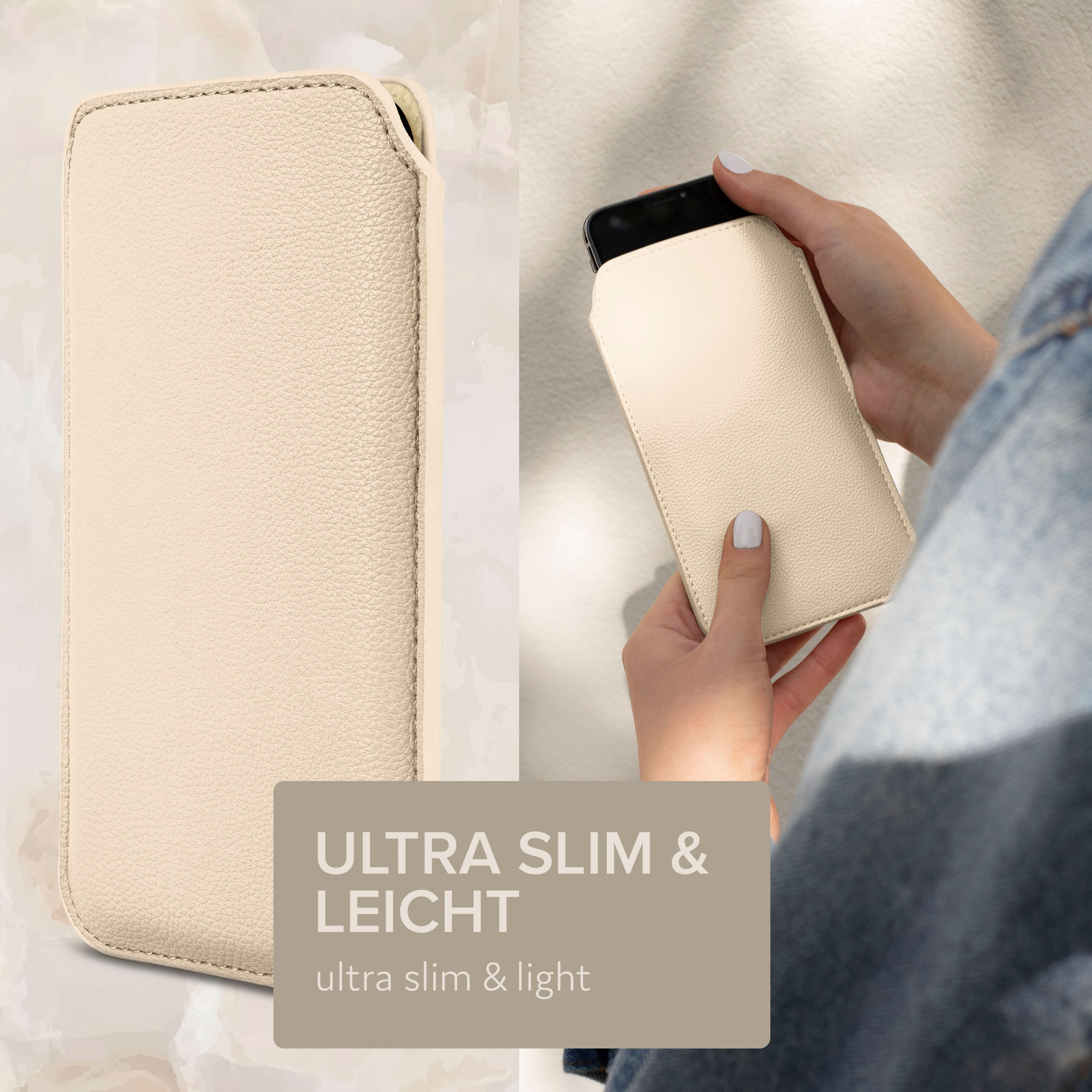S5 Full Creme Cover, Zuglasche, ONEFLOW mit Mini, Galaxy Samsung, Einsteckhülle