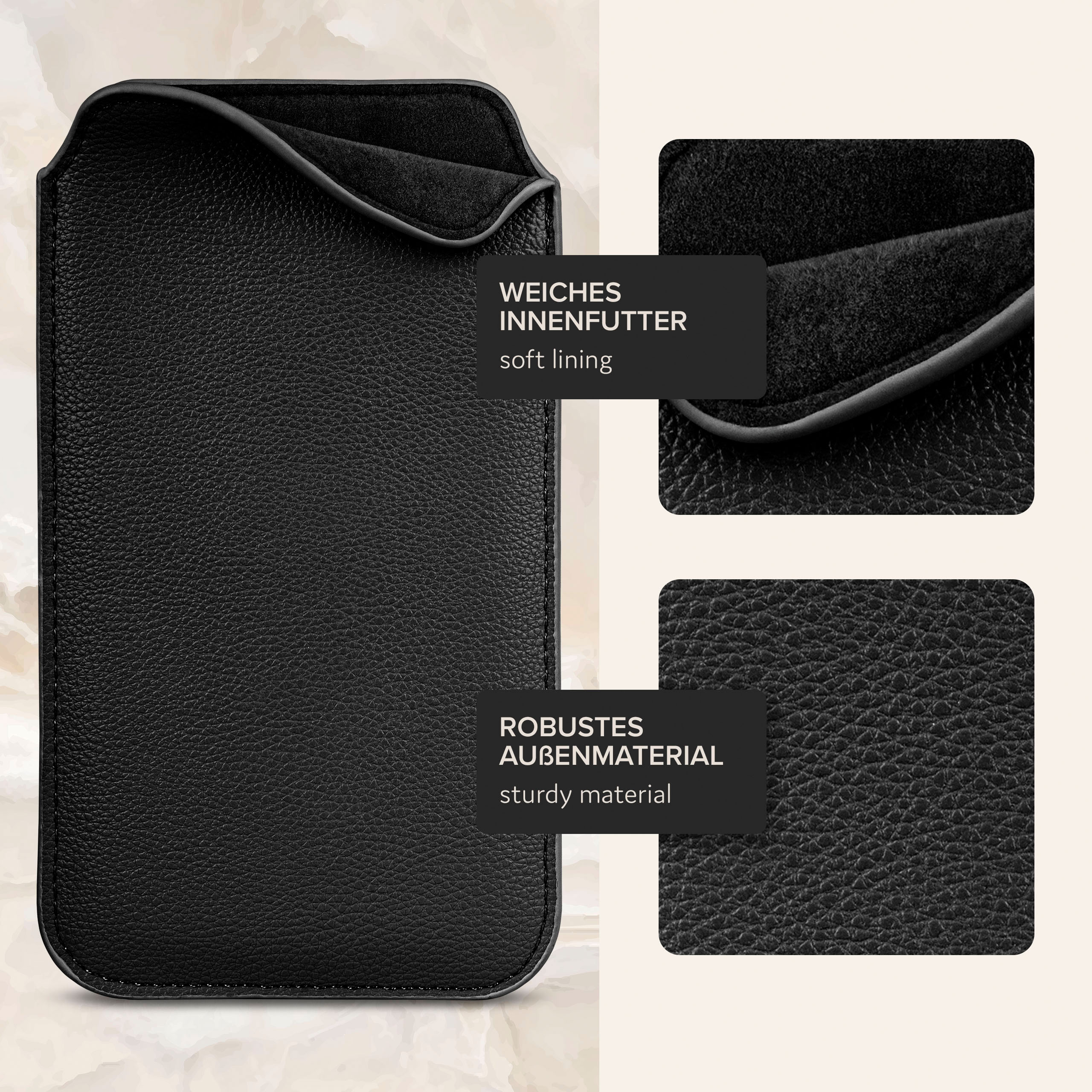 ONEFLOW Einsteckhülle mit Zuglasche, Full Cover, Note Xiaomi, 8, Schwarz Redmi