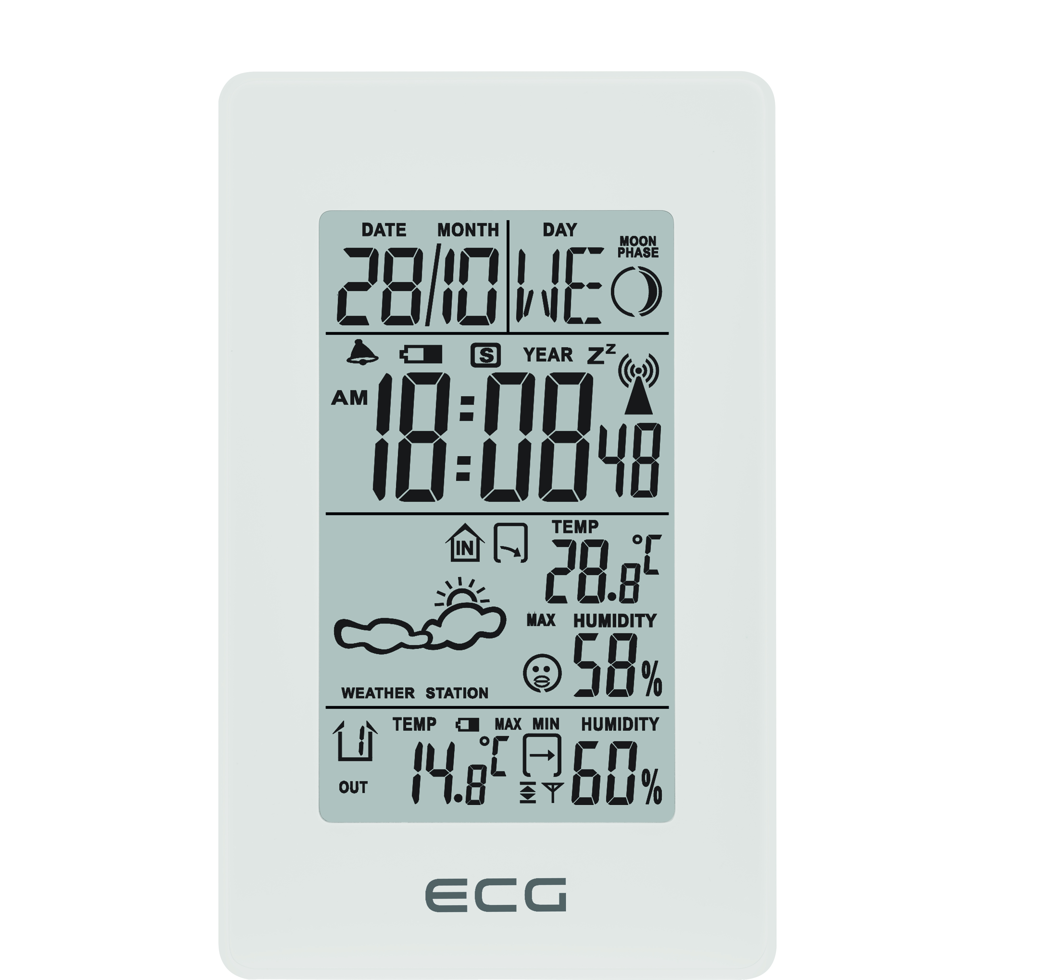 ECG MS Innen- | und Außentemperatur/Feuchtigkeit 100 | | Wetterstation White Wetterstation