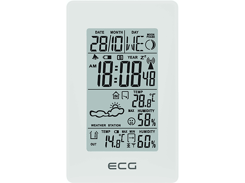 ECG MS 100 White | Wetterstation | Innen- und Außentemperatur/Feuchtigkeit | Wetterstation