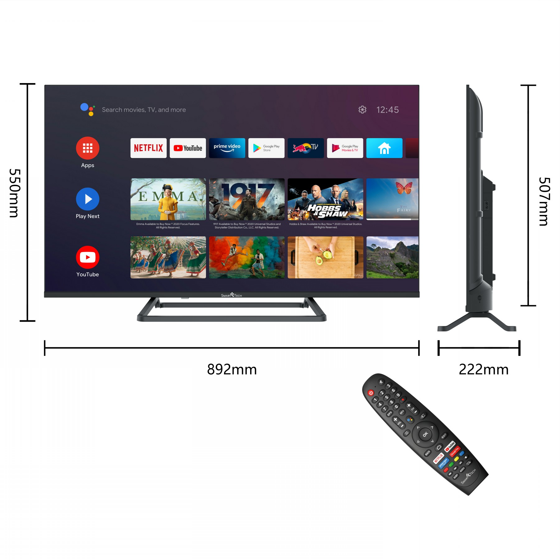 Smart SMART TECH Zoll Zoll / 40 (101cm) TV cm, SMART Android 40FA10V3 LED TV (Flat, 101 TV, Full-HD, 9.0) 40