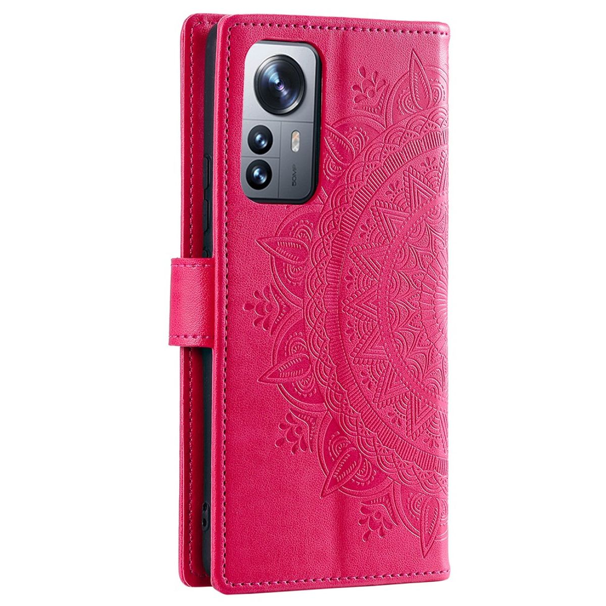 COVERKINGZ Klapphülle Mandala Pro, Pink Muster, mit 12 Bookcover, Xiaomi