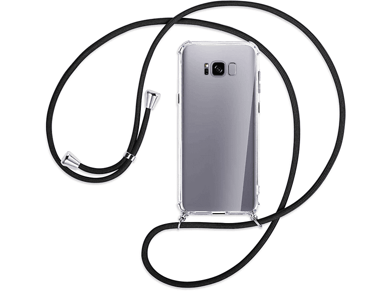 MORE Samsung, Plus, Backcover, Kordel, S8 MTB / Galaxy Silber ENERGY Umhänge-Hülle Schwarz mit